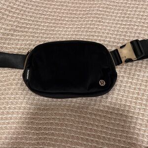 lululemon athletica Black Velvet Belt Bag with Gold Clasp